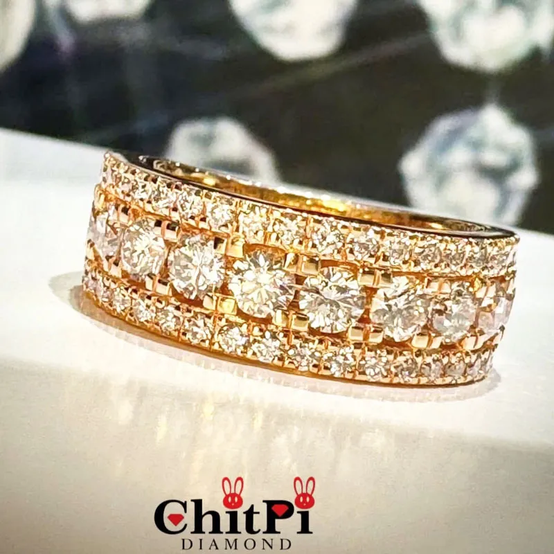 Nhẫn kim cương vàng hồng Pavé
