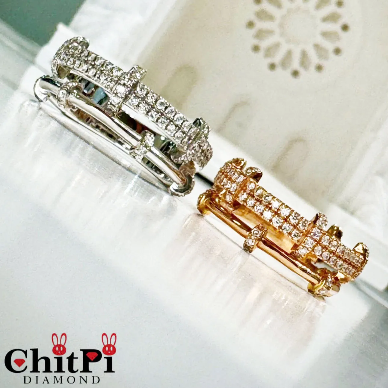 Nhẫn kim cương đa tầng thiết kế hiện đại