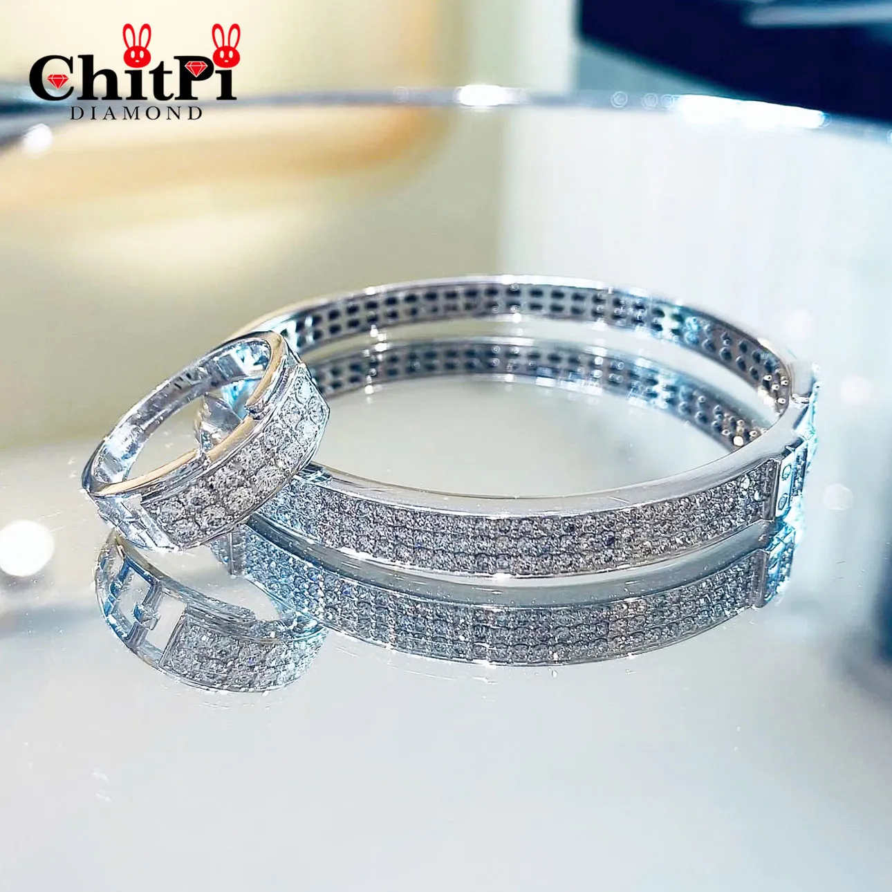 Bộ trang sức kim cương vàng trắng