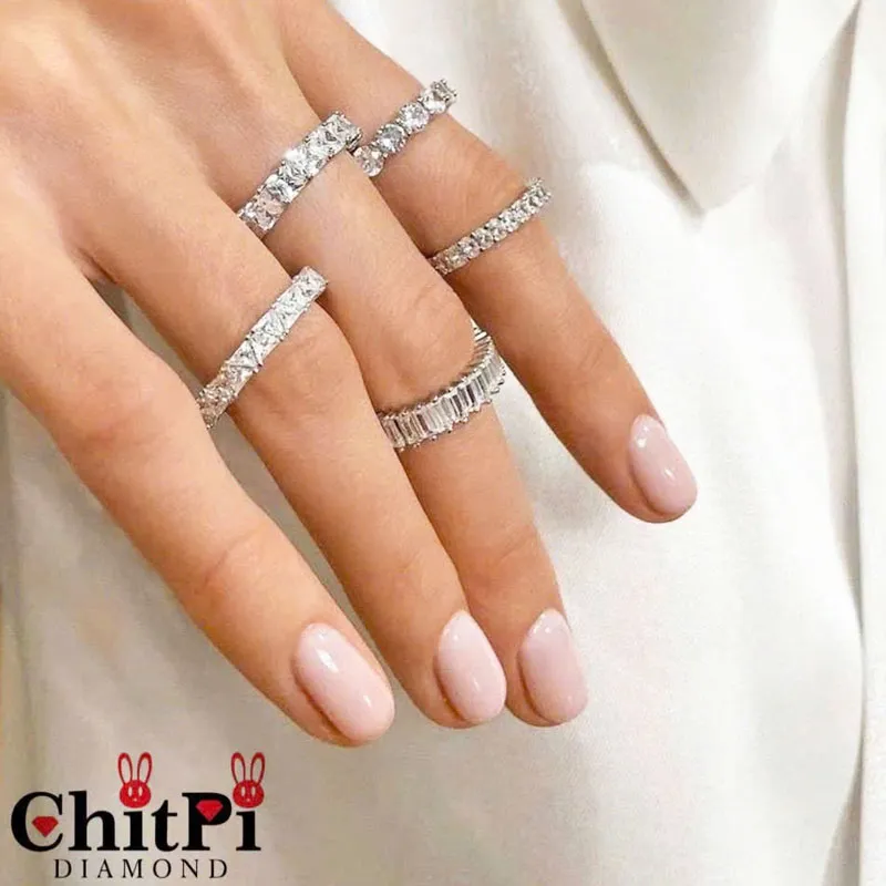 Set nhẫn kim cương kiểu dáng Eternity